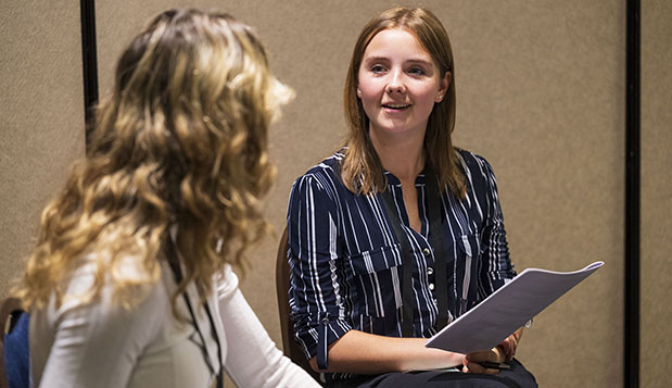 A college student speaking to a mentor.